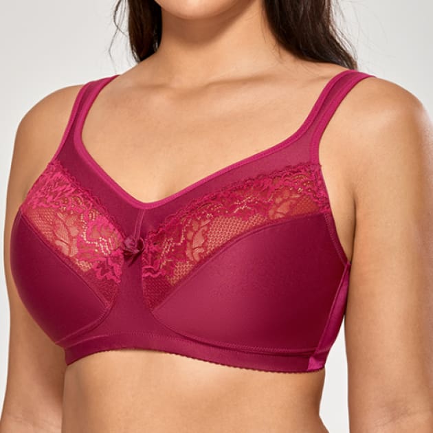 Cacique, Intimates & Sleepwear, Cacique Smooth Lightly Lined Balconette  Bra Red Pink Lace 42f
