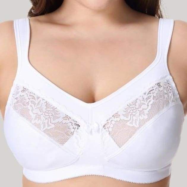 Full Figure Wire Free White Minimizer  Dr. Canine's Plus Size Bra  Specialist