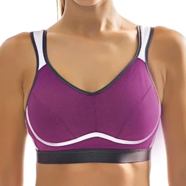High Control Wire Free Non-Padded Sports Bra - Purple - Plus Size Bra - Non-Padded Sports Bra Wire Free