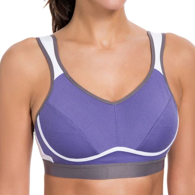 High Control Wire Free Non-Padded Sports Bra - Slate Blue - Plus Size Bra - Non-Padded Sports Bra Wire Free