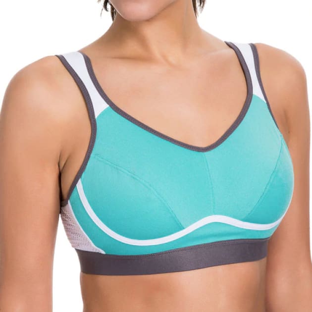 High Control Wire Free Non-Padded Sports Bra - Turquoise - Plus Size Bra - Non-Padded Sports Bra Wire Free