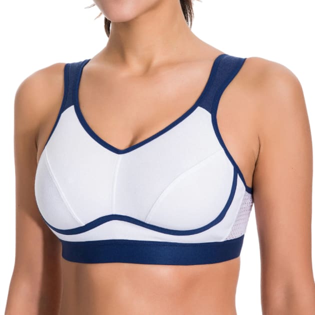 High Control Wire Free Non-Padded Sports Bra - White - Plus Size Bra - Non-Padded Sports Bra Wire Free