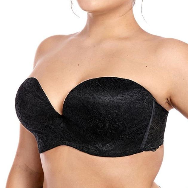 Delimira Women's Plus Size Underwire Strapless Bras Slightly Lined  Invisible Push Up Seamless Plunge Bras 