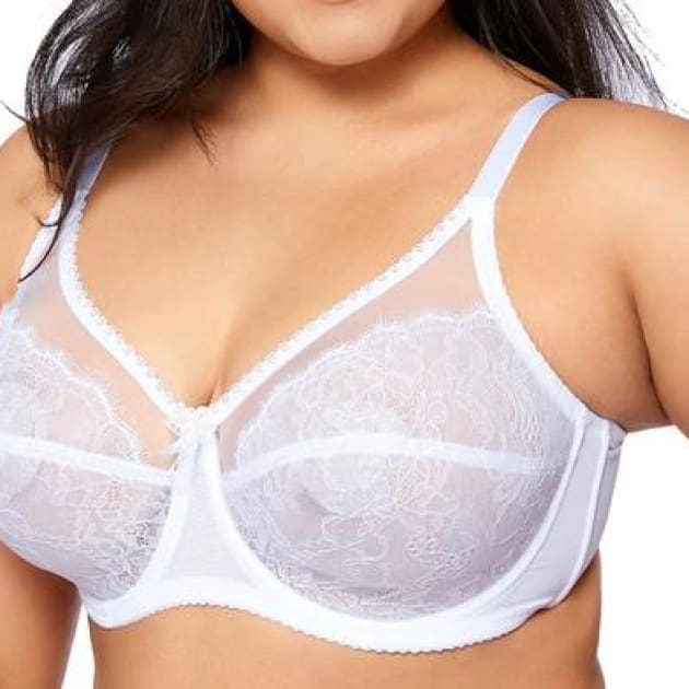 Sheer Lace Unlined Underwire White Bra - Plus Size Bra - Lace Non-Padded