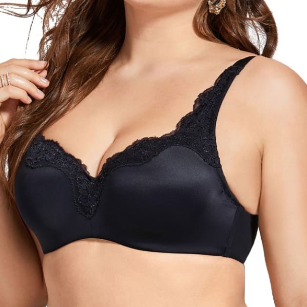 Smooth Lace Full Coverage T-Shirt Bra - Plus Size Bra - Full Coverage Full Cup Lace Lined Padded