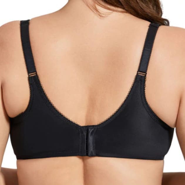 Smooth Unlined Full Cup Black Support Bra - Plus Size Bra - Full Cup Non-Padded Seamless Smooth Unlined